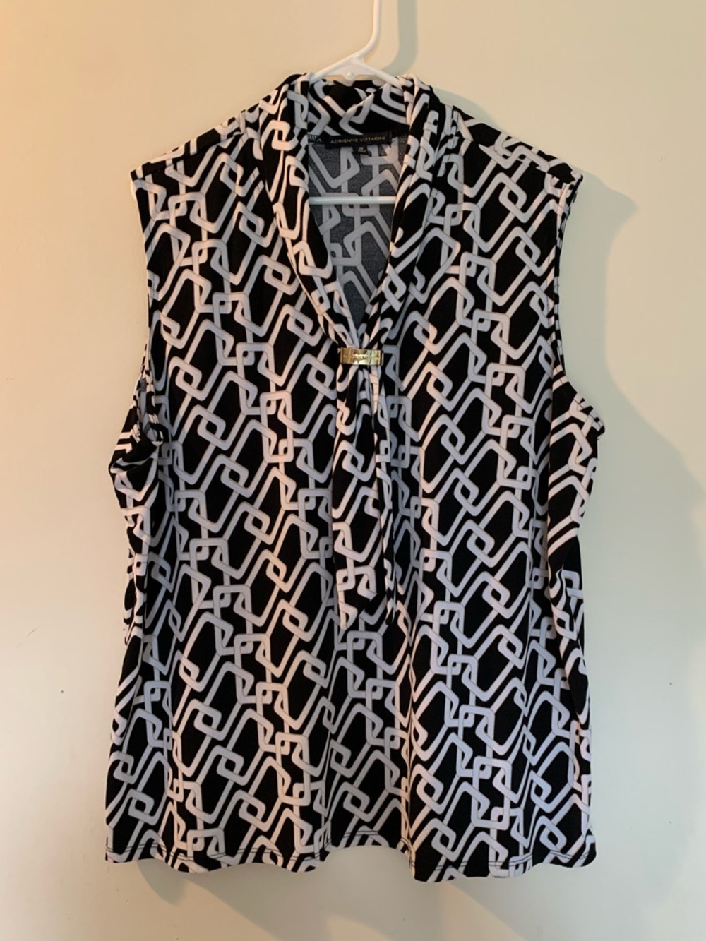 Adrienne Vittadini Sleeveless Top Draped Scarf Size 2X Hardware Bar Professional